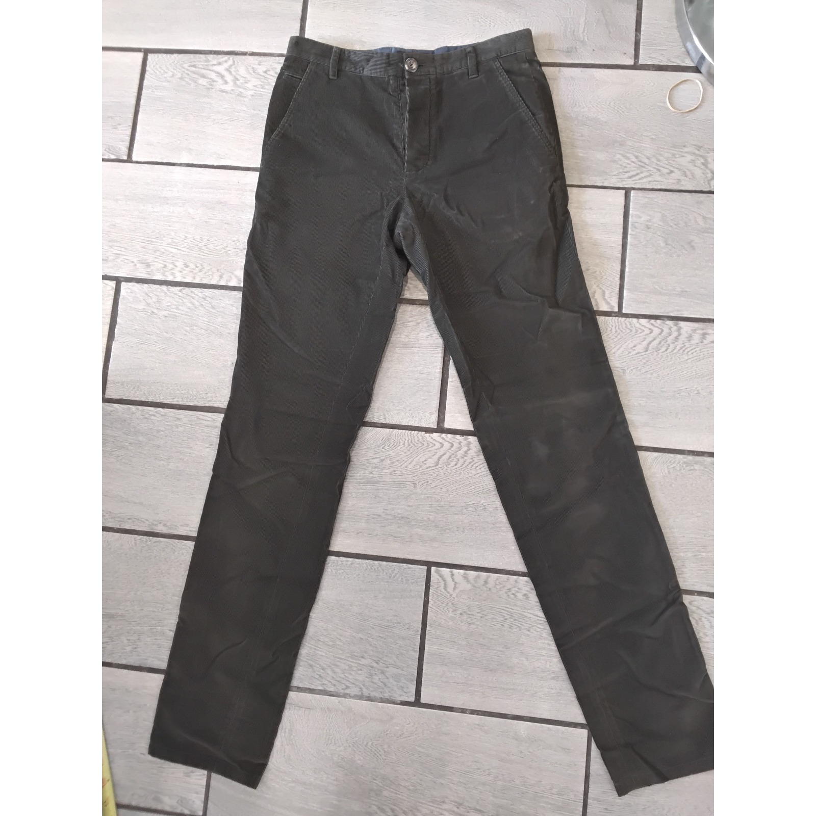 A.P.C. Rue Madame Paris Mens Corduroy Pants Olive Charcoal Gray Size 29 Xc